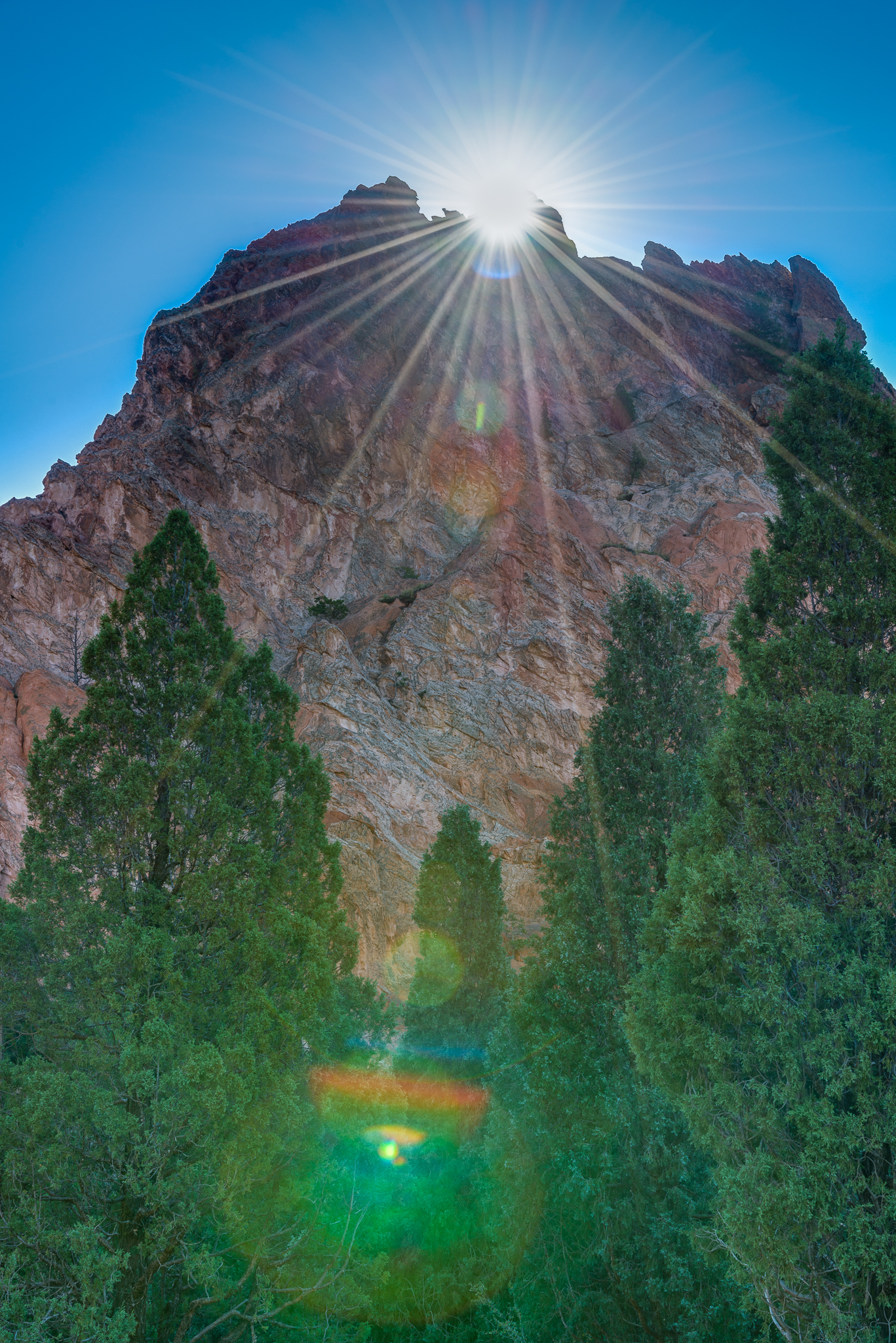 Sunburst at the Garden of the Gods in Colorado Springs