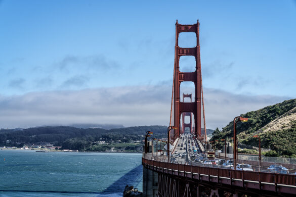 Golden Gate Bridge with Cars Streaming to and from San Francisco