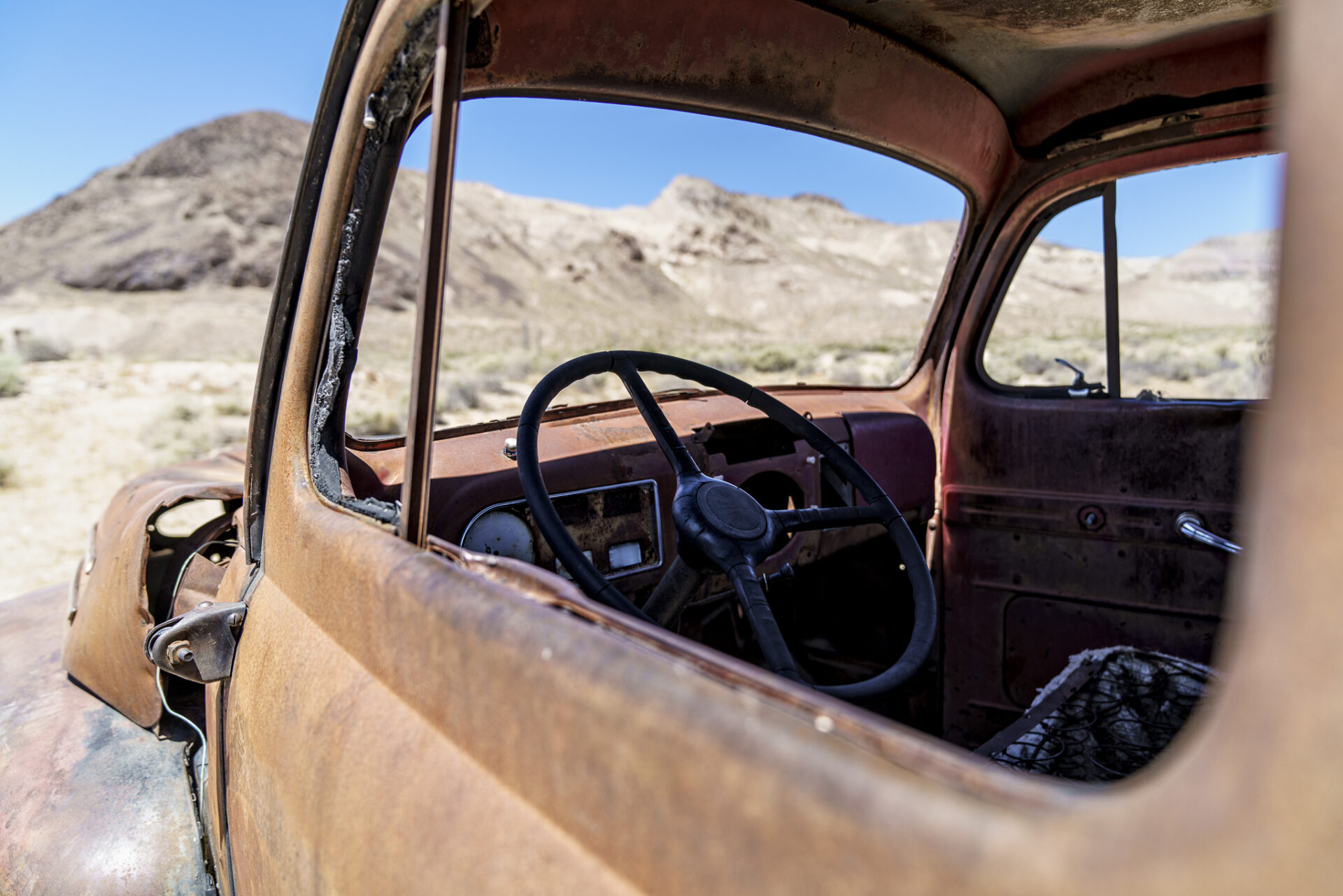 Junker Car in the Desert at Rhyolite Ghost Town