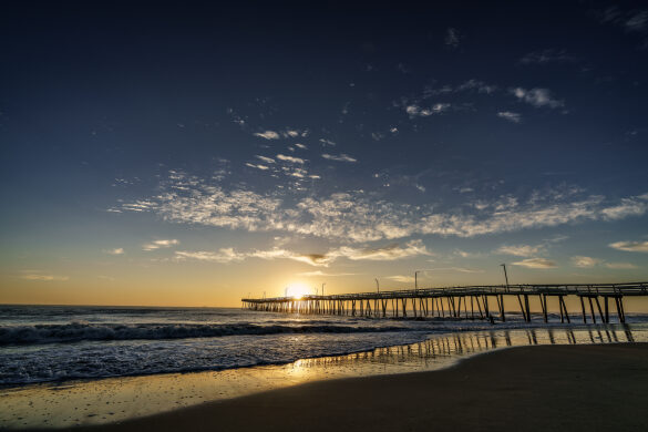 Sun Peeks above Virginia Beach Fishing Pier