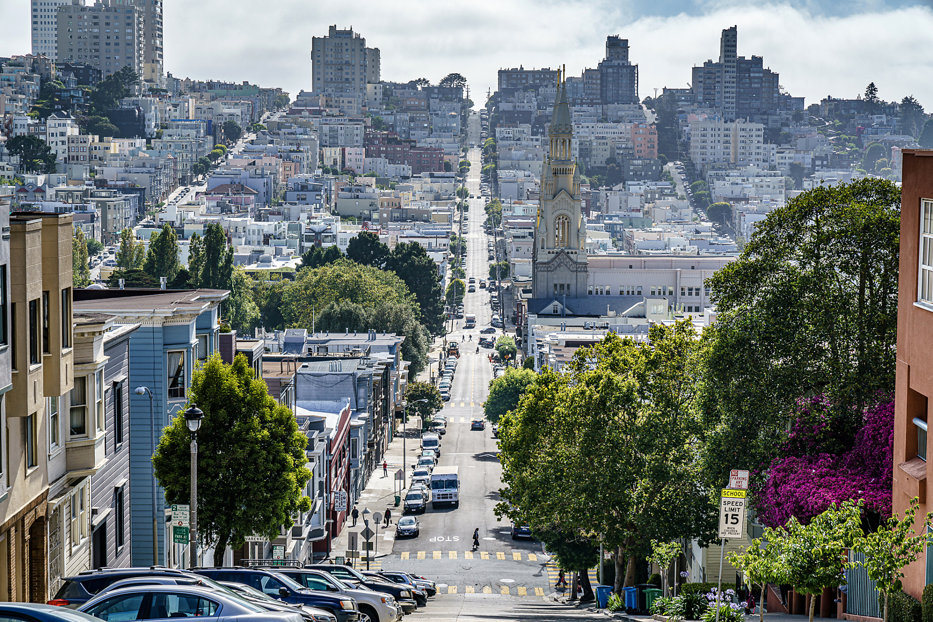 Looking Down Filbert Street from Telegraph Hill in San Francisco