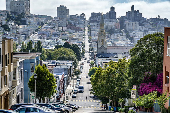 Looking Down Filbert Street from Telegraph Hill in San Francisco