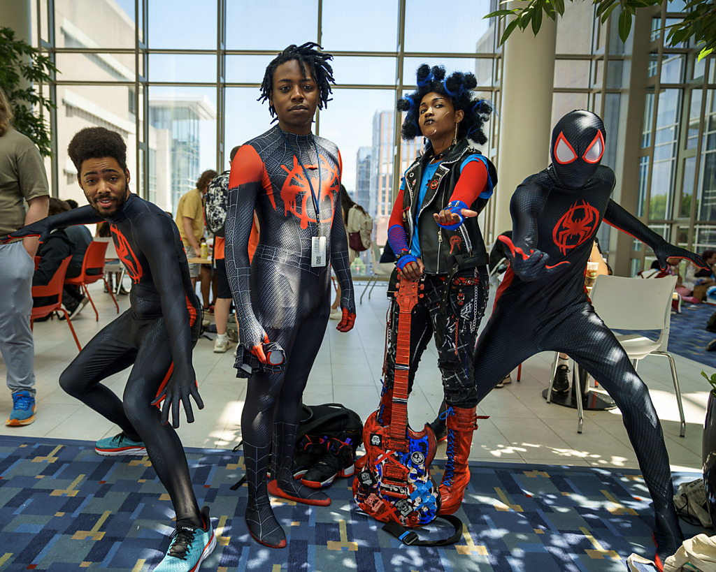 Three Miles Morales Spider-Men and Spider-Punk at Otakon 2023