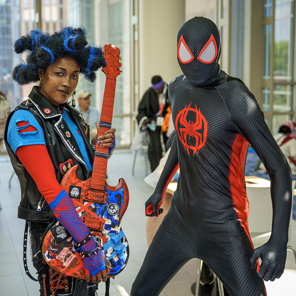 Spider-Punk and a Miles Morales Spider-Man at Otakon 2023